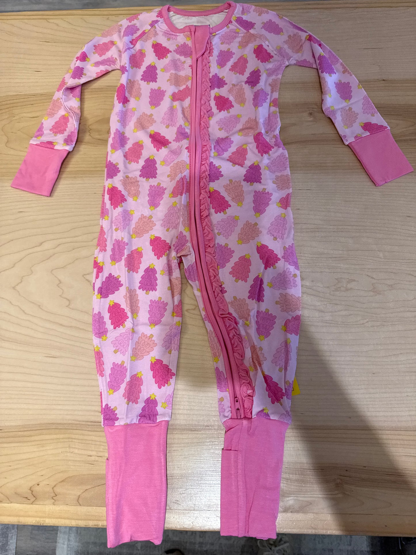 Purple Christmas Tree Ruffle Romper