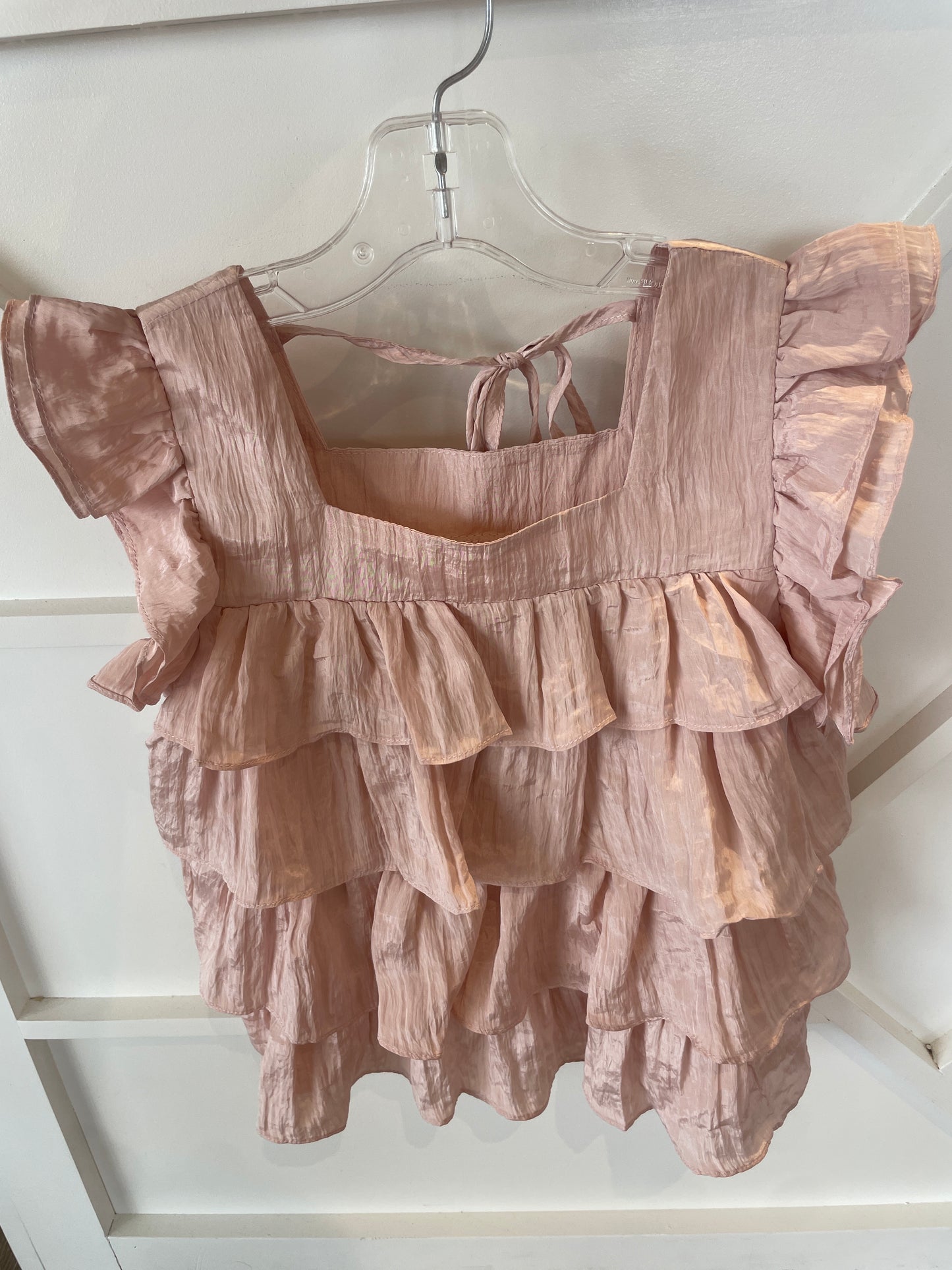 BLUSH TIERED RUFFLE TOP