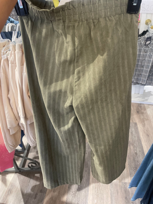Pleated Stripped Wide Leg Pants