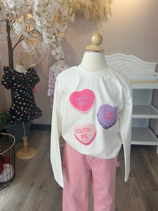 long sleeve conversational heart shirt