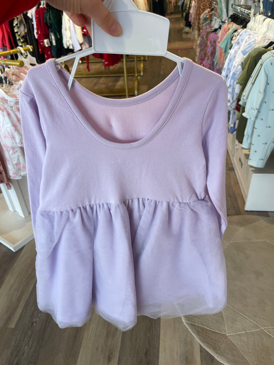 Orchid Petal Long Sleeve Tulle Twirl Dress