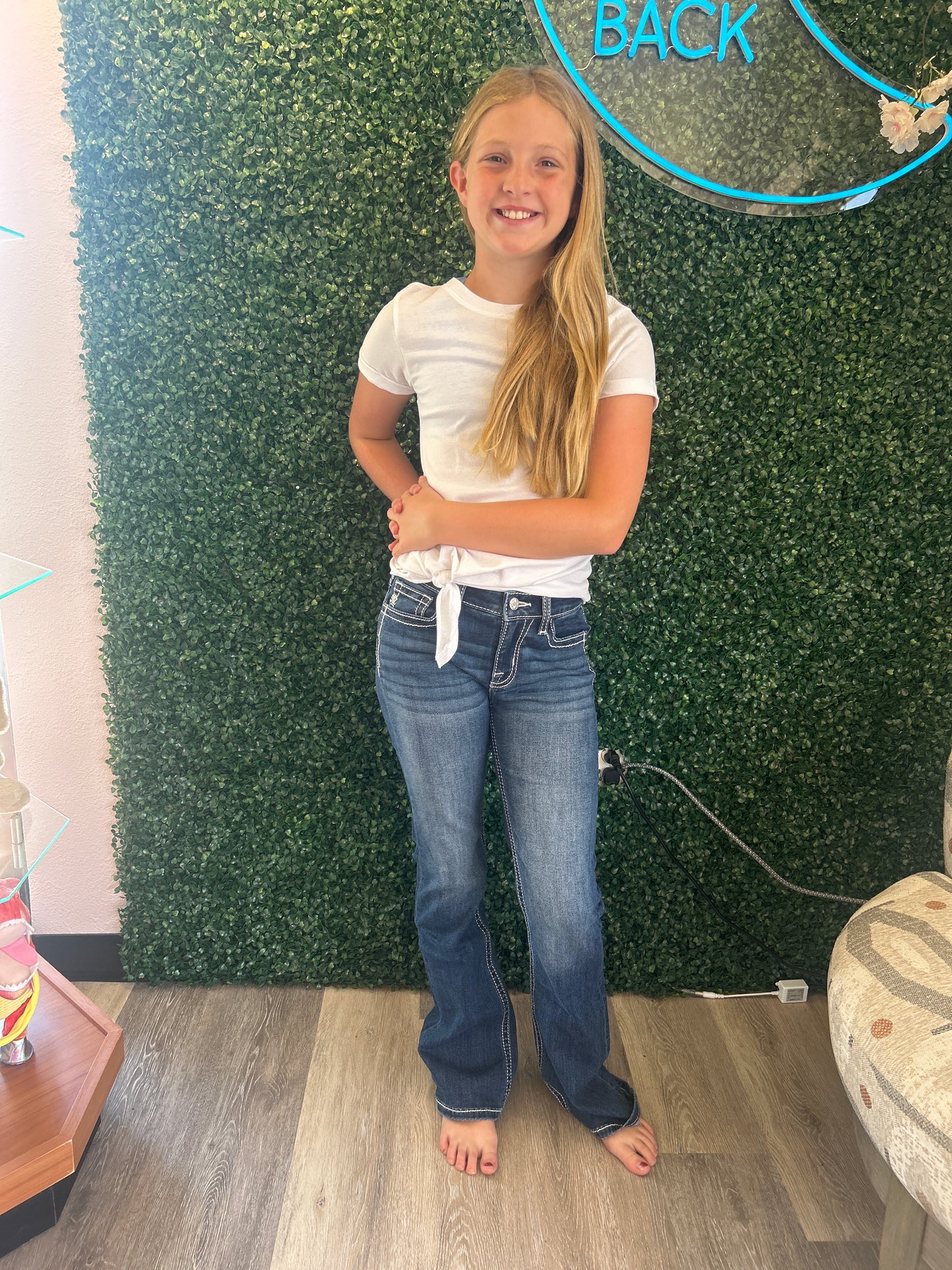 Flower Sequin Miss Me Jean