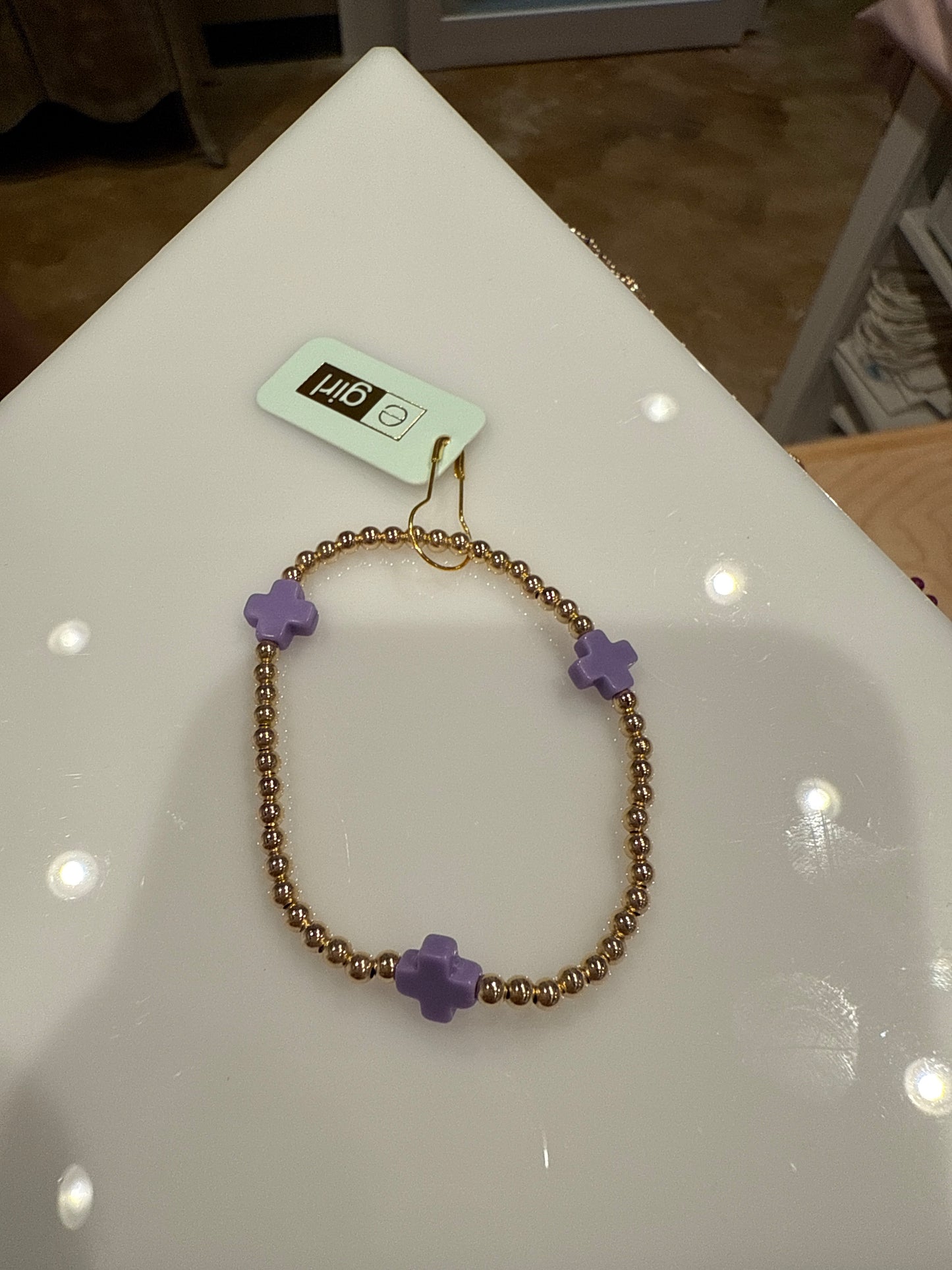 egirl signature Cross Gold Pattern 3mm bead bracelet