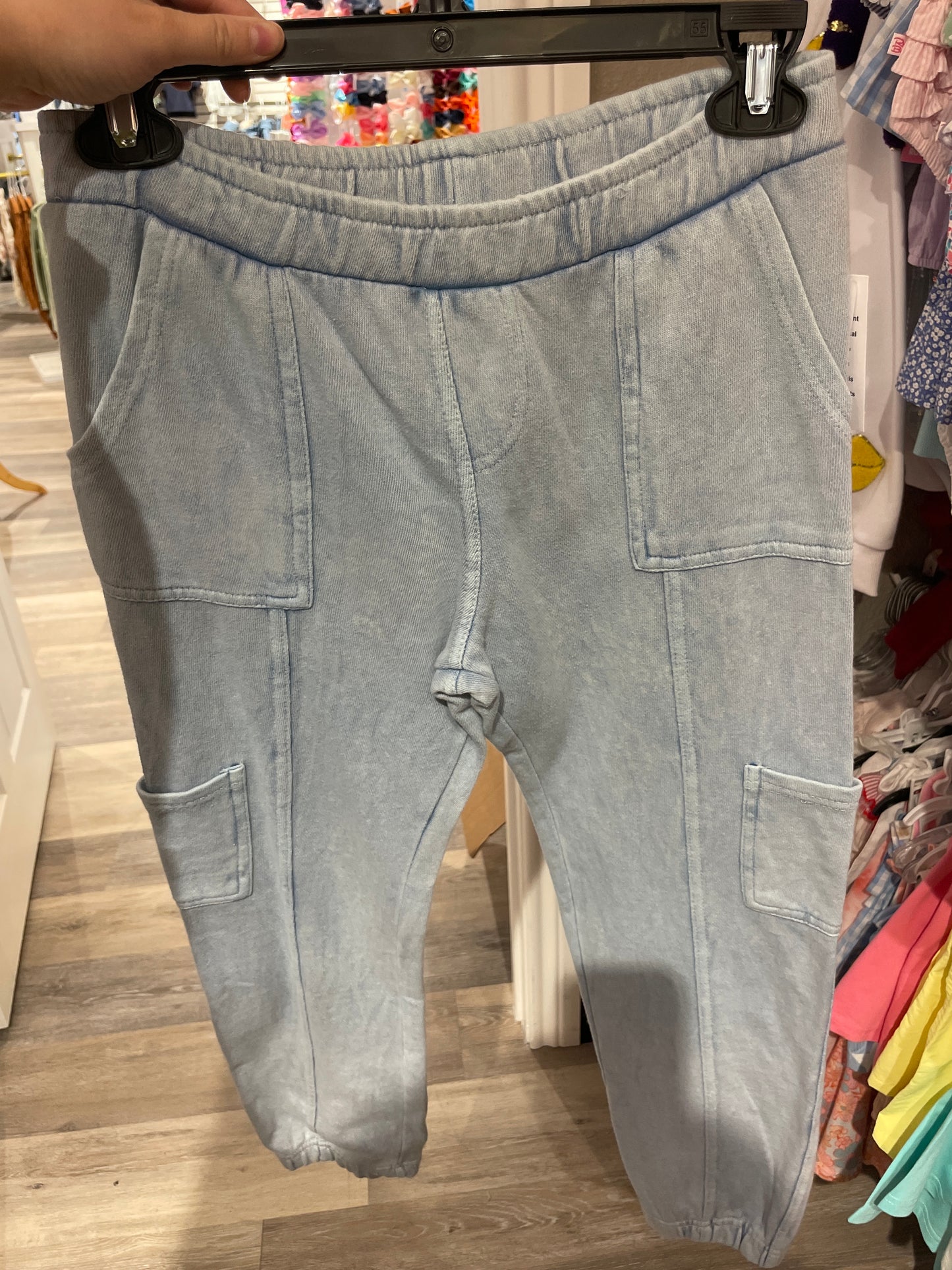 LIGHT WASH KNIT CARGO PANTS