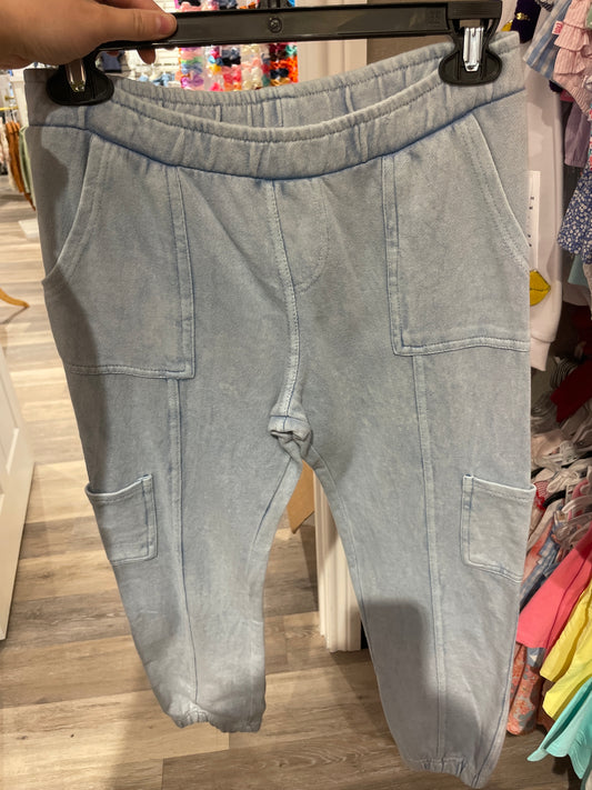 LIGHT WASH KNIT CARGO PANTS