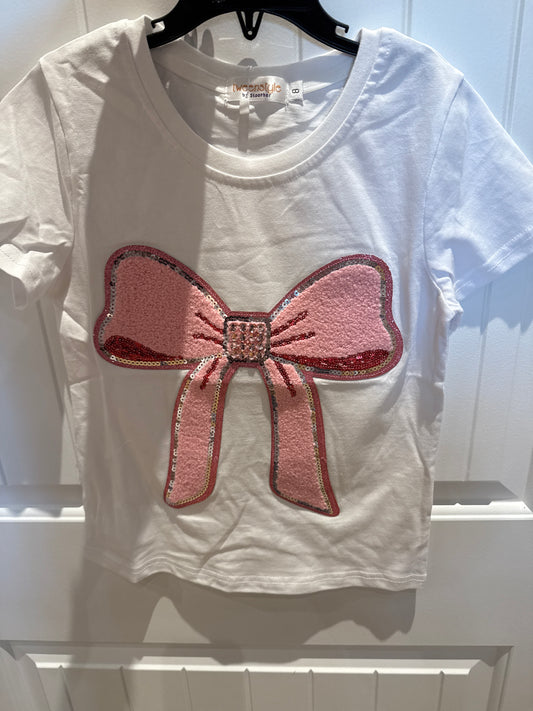 Big Chenille Bow W/ Rhinestones Tee