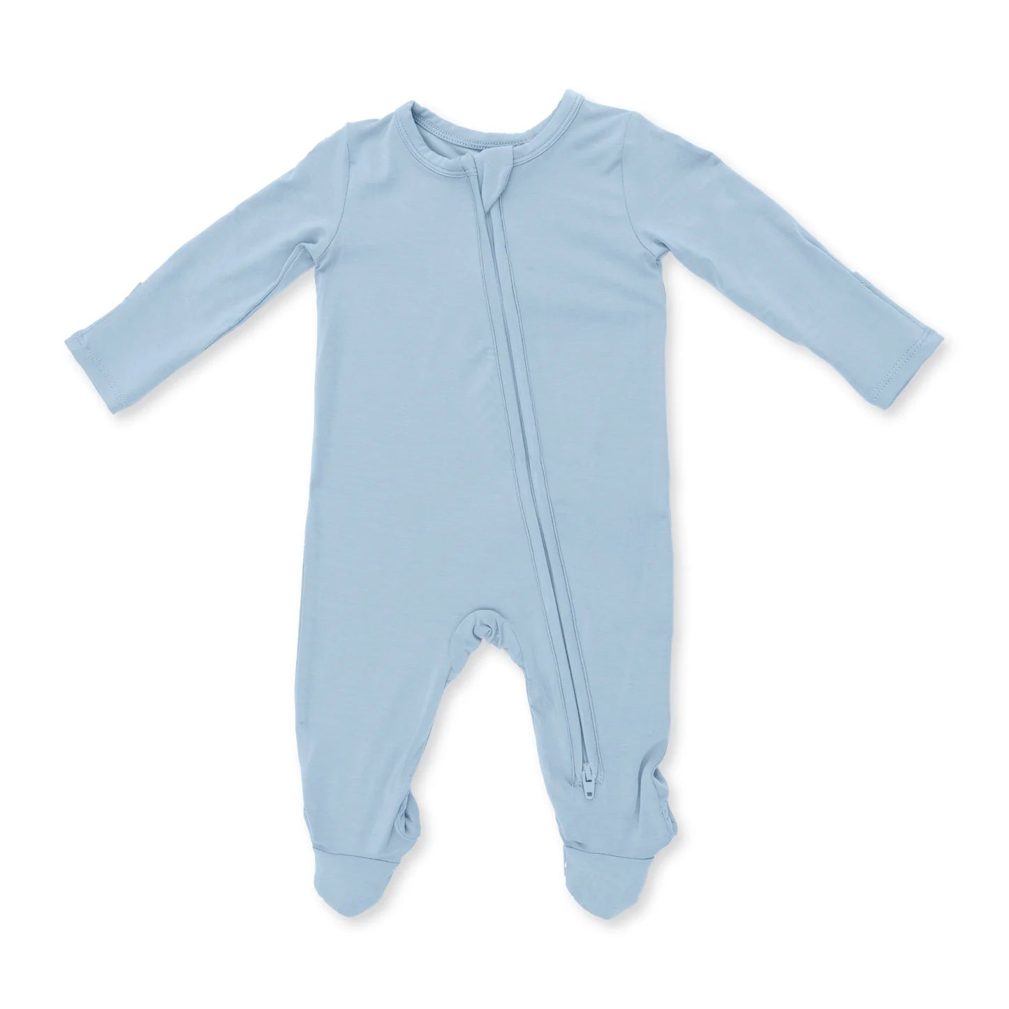 Solid Stone Blue 2 Way Zipper Footie