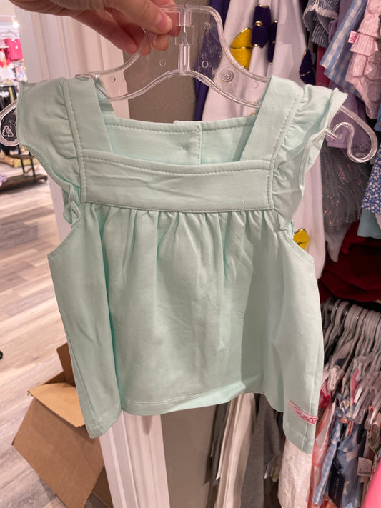 LIGHT AQUA SQUARE NK FLUTTER TOP