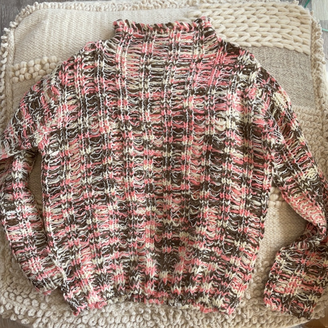 PINK MULTI TWEEN SUGAR AND SPICE SWEATER 100% ACRYLIC