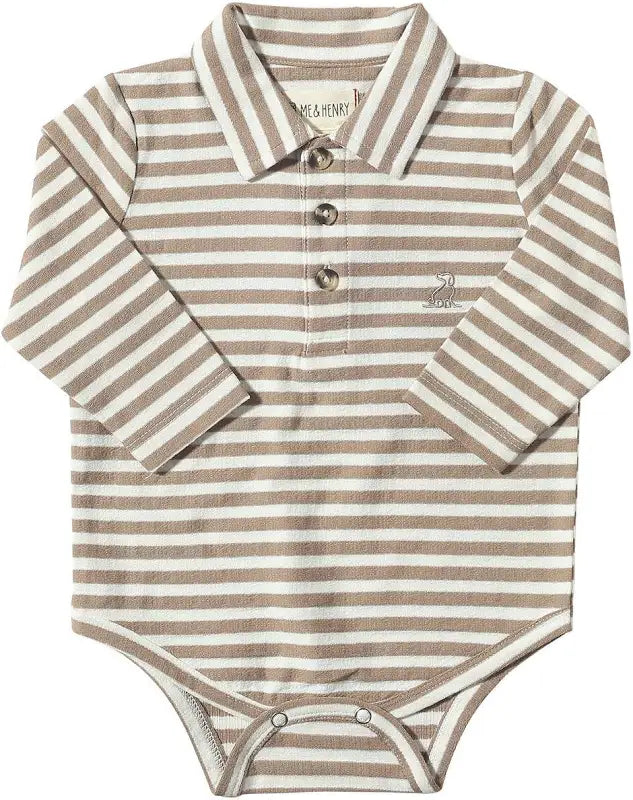 Tan/White Seymour Polo Onesie