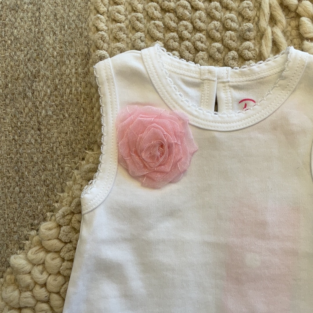 White w/Pink Flower Tank Bodysuit