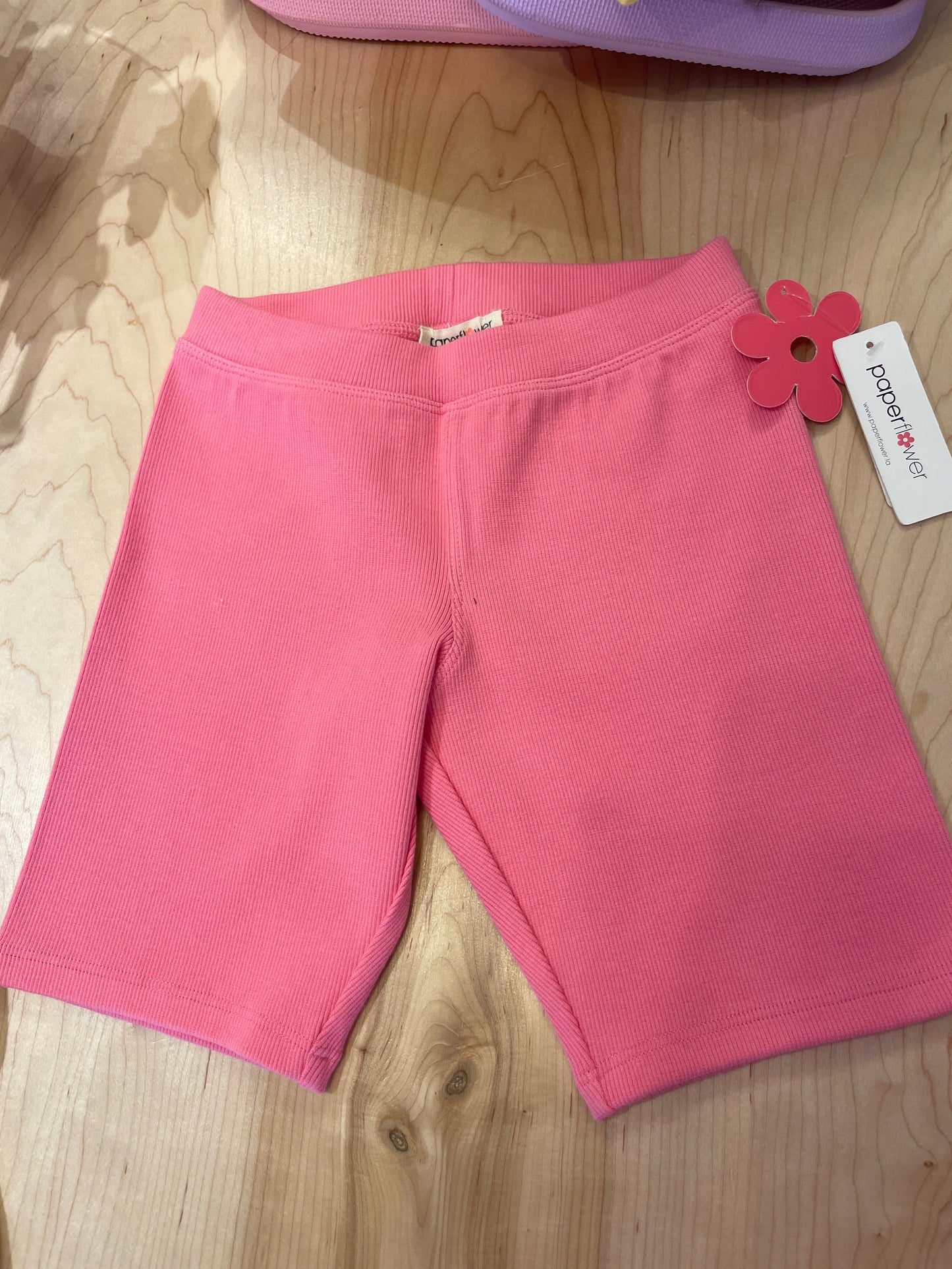 Pink Ribbed Biker Shorts