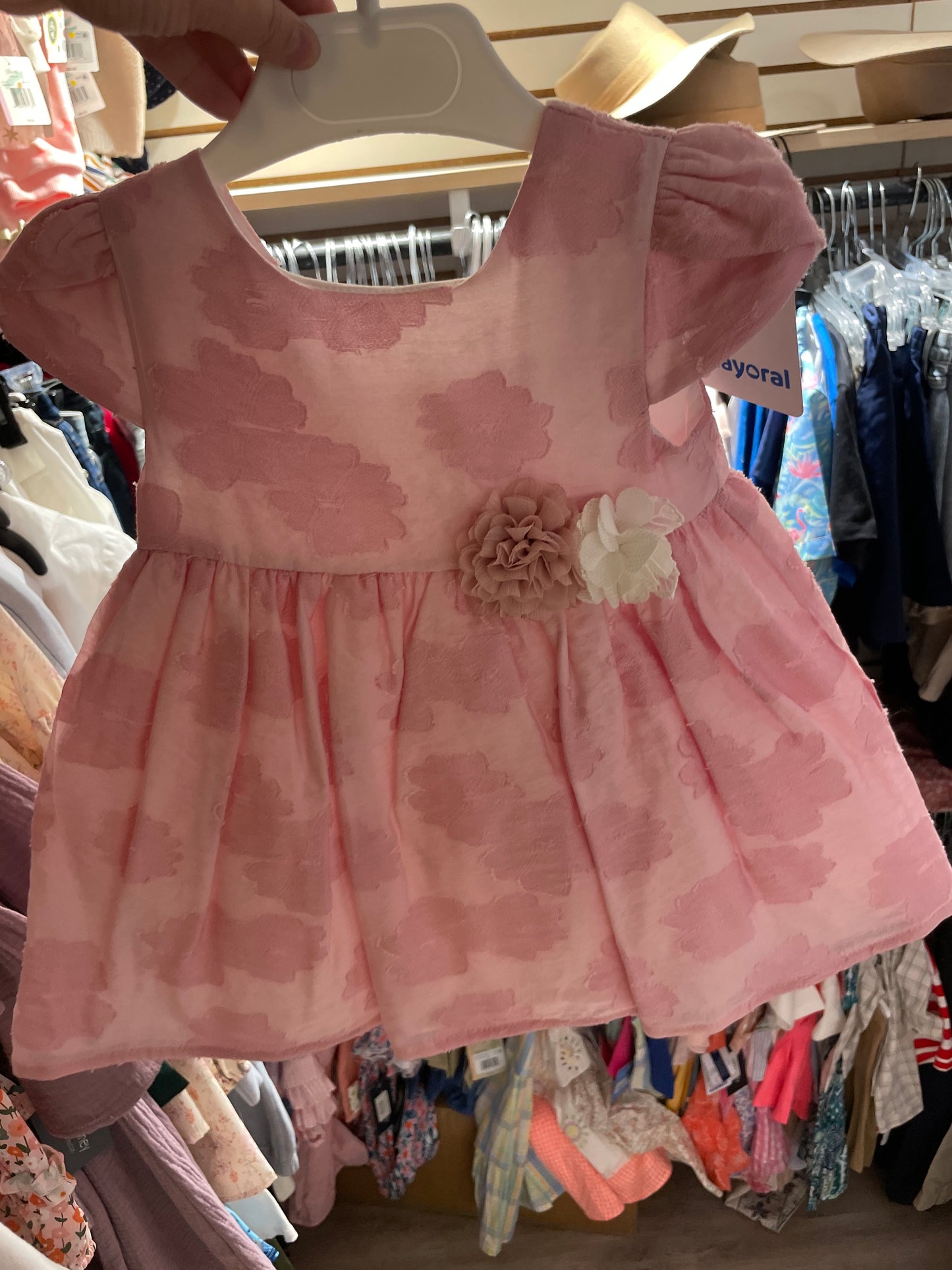 PINK DEVORE DRESS