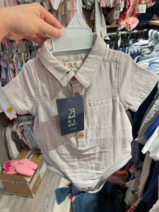 HELFORD PALE GREY WOVEN ONESIE