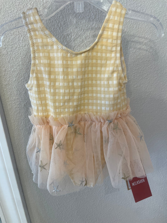 Ballet Skirt Swimsuit Yellow Gingham