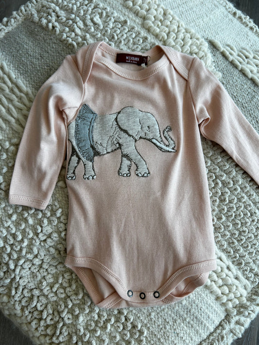 ORGANIC L/S APPLIQUE ONE PIECE TUTU ELEPHANT