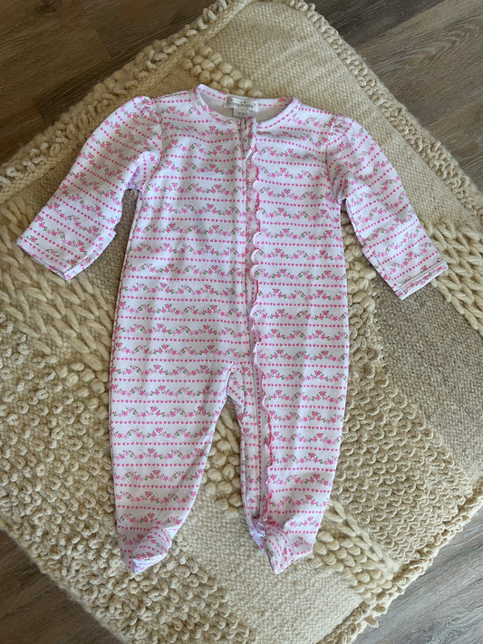 PINK FLOWER FOOTIE W/ ZIP