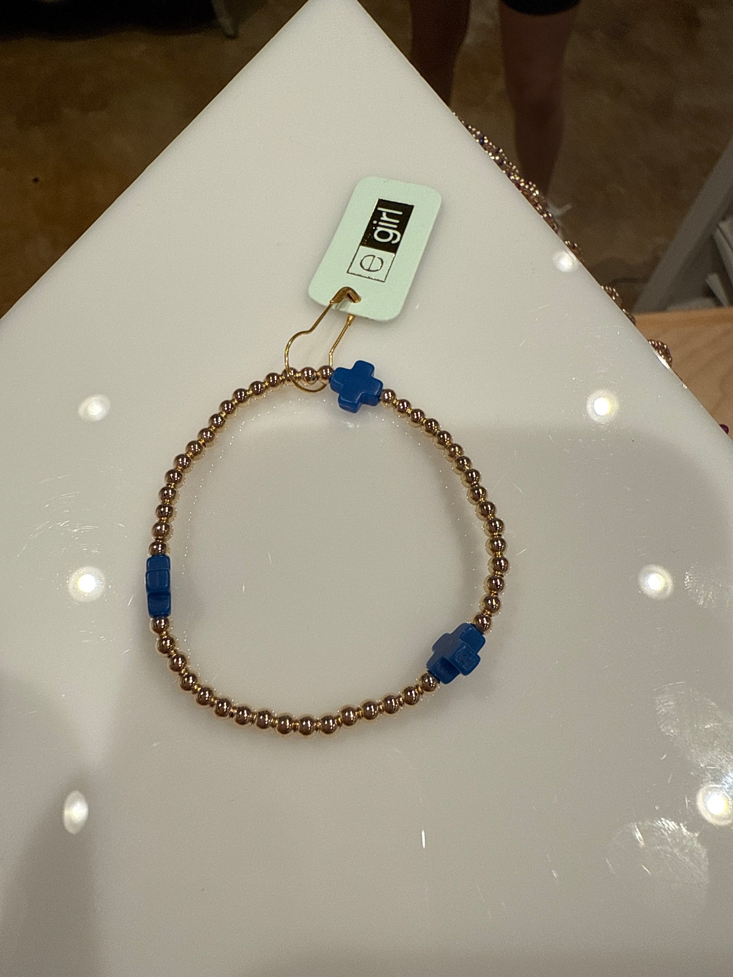 egirl signature Cross Gold Pattern 3mm bead bracelet