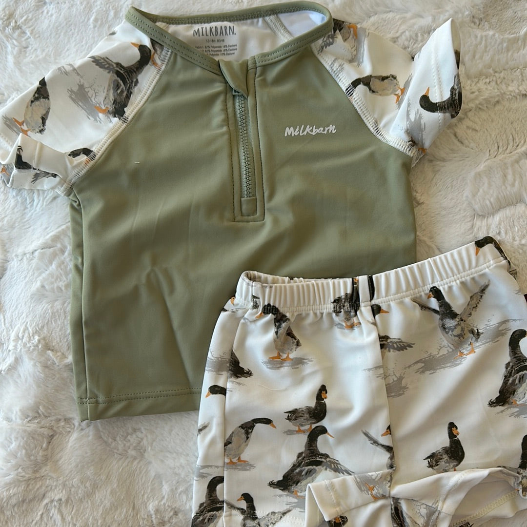 Mallard Duck Swim Top and Trunks Set