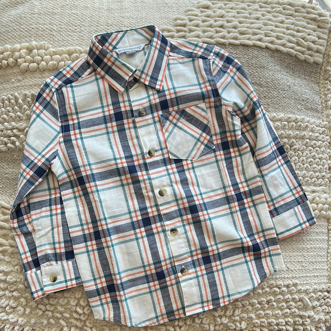FALL HARVEST PLAID LONG SLEEVE BUTTON DOWN SHIRT