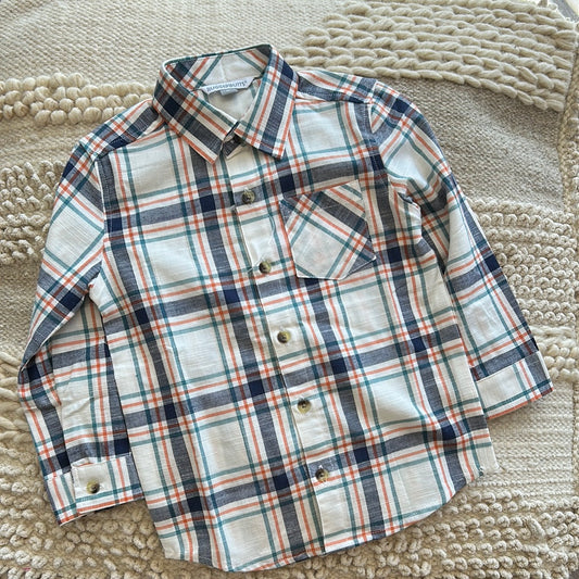 FALL HARVEST PLAID LONG SLEEVE BUTTON DOWN SHIRT