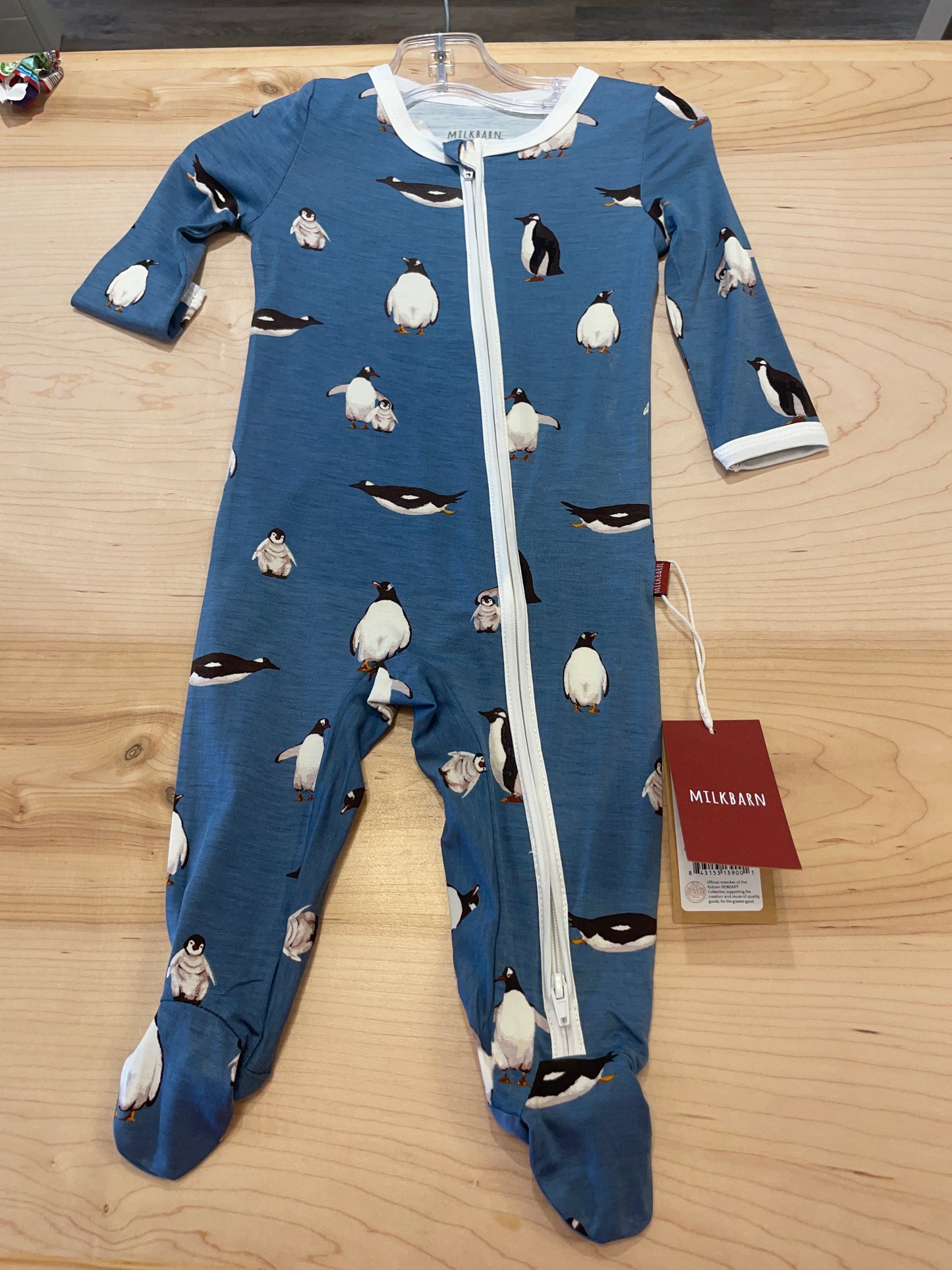 Penguin Luxe Zipper Footed Romper
