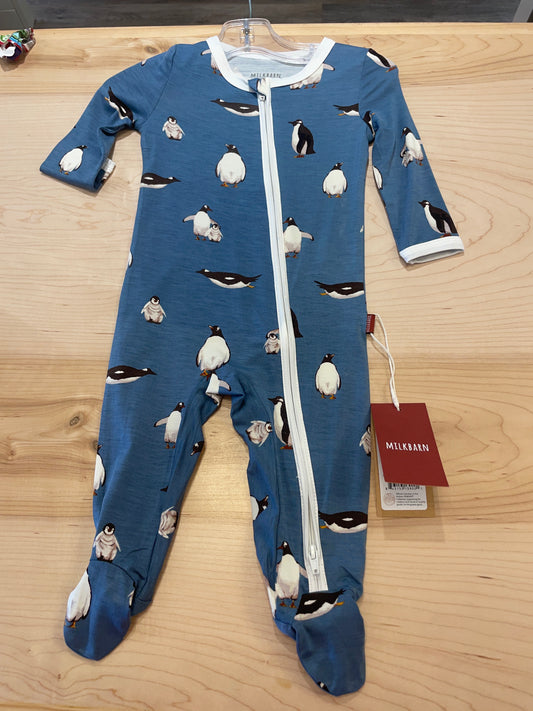 Penguin Luxe Zipper Footed Romper