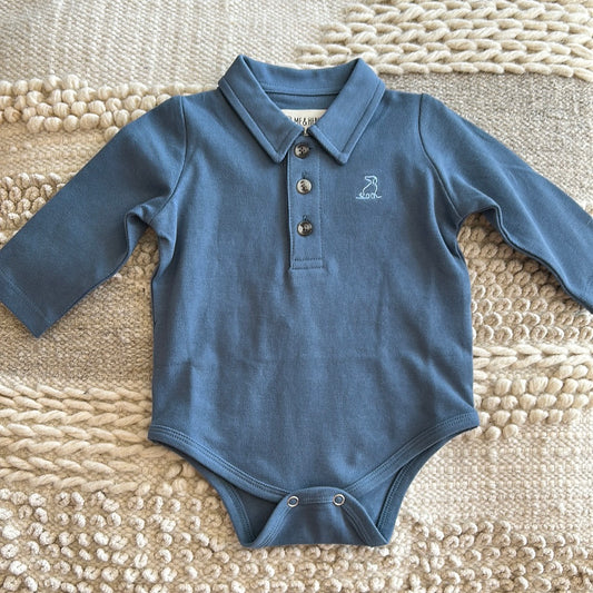 BLUE PIQUE POLO ONESIE