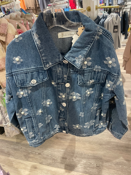 Pearl Flower Denim Jacket