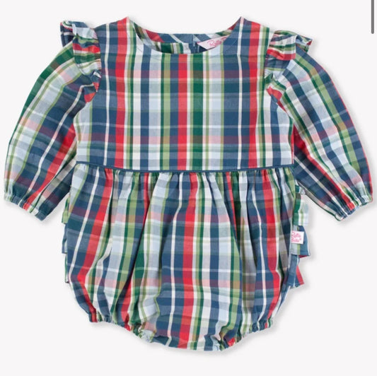 Prep School Plaid Woven Flutter Bubble Romper