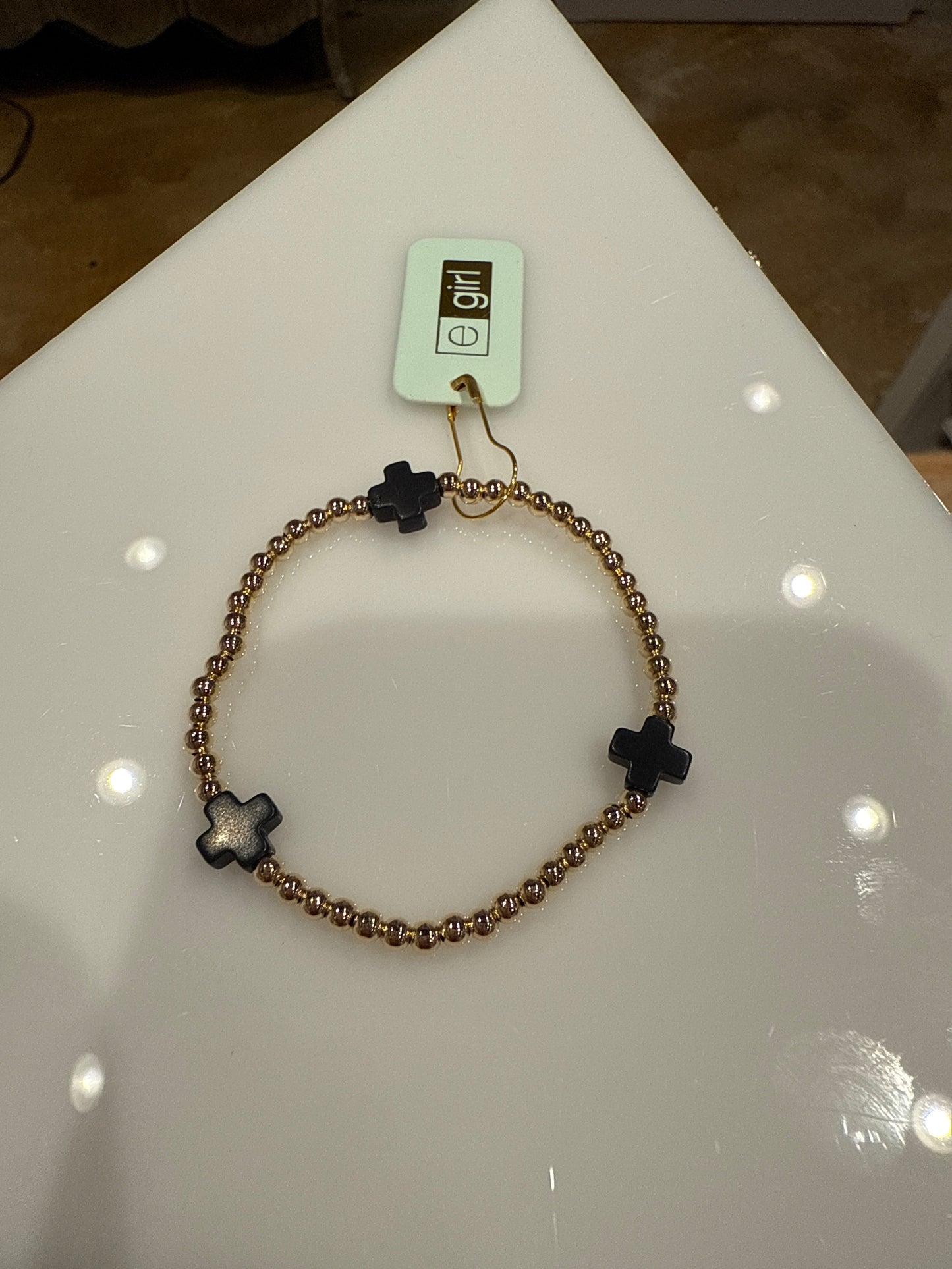 egirl signature Cross Gold Pattern 3mm bead bracelet
