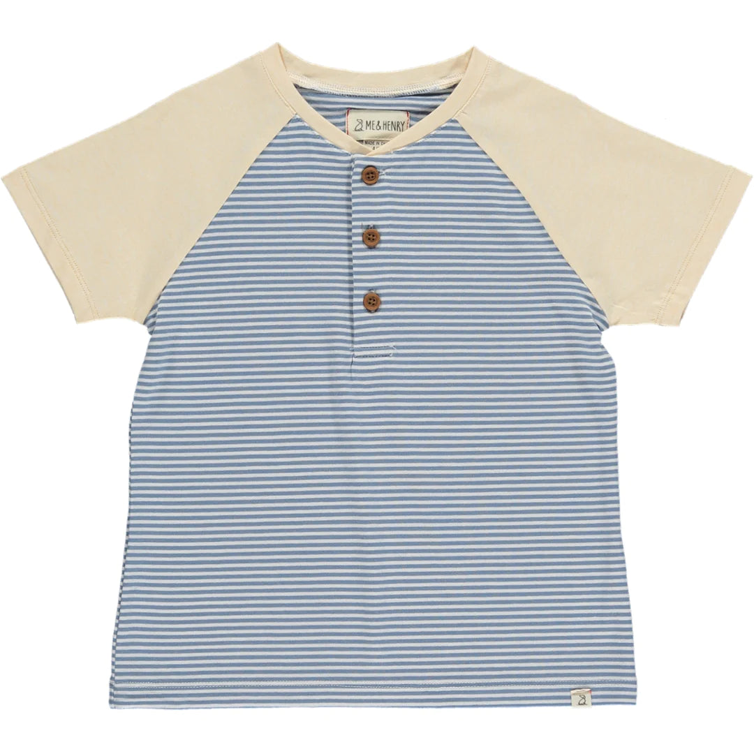 BLUE/WHITE STRIPE RAGLAN TEE