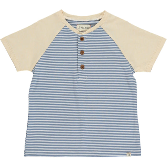 BLUE/WHITE STRIPE RAGLAN TEE