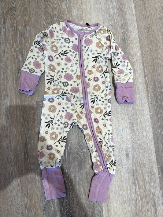 Winter Floral Long Sleeve Zip Romper