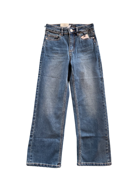 CARA MEDIUM WASH HIGH RISE WIDE LEG DENIM PANTS