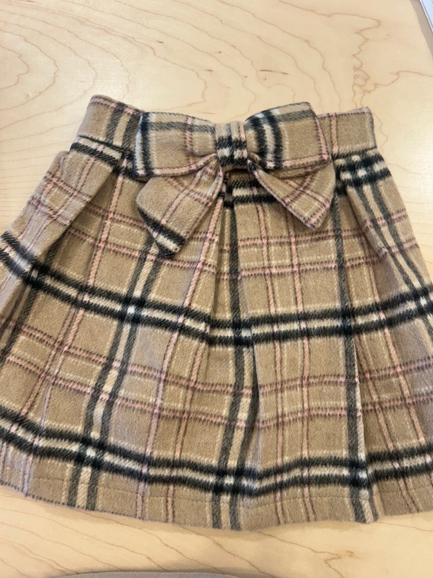Beige Plaid Wooly Skirt