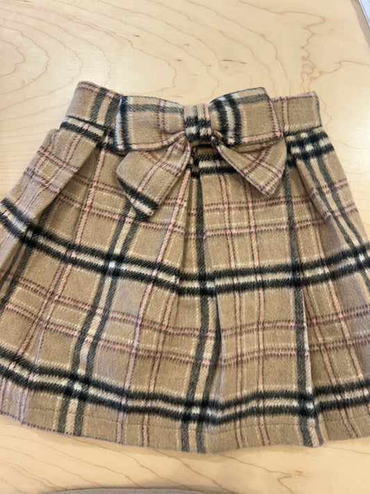 Beige Plaid Wooly Skirt