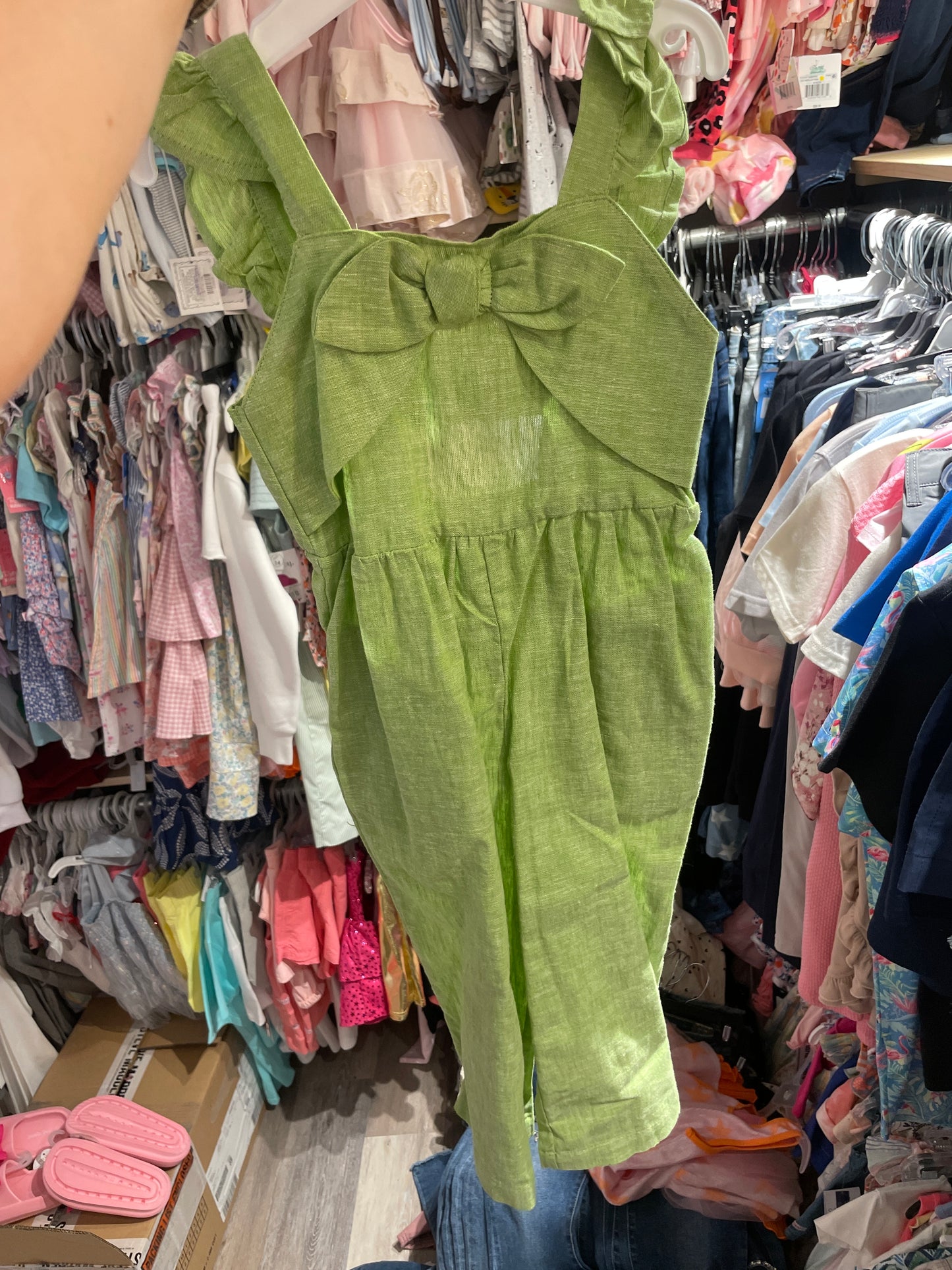 GREEN LINEN ROMPER