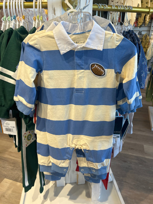 Blue/Cream Polo Romper
