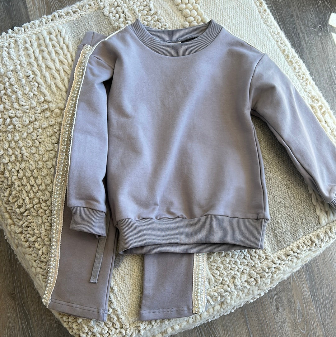 GREY RHINESTONE TRACK SUIT