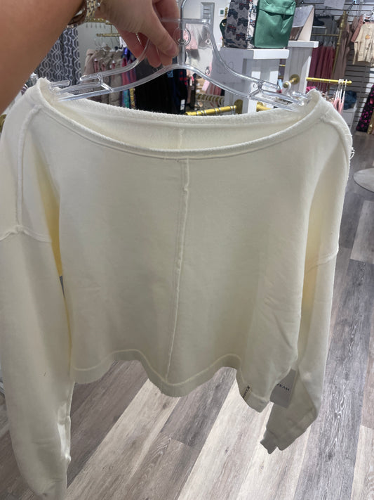 Ecru Cotton Fleece Raw Boatneck