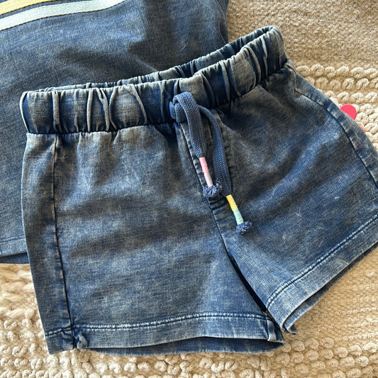 Denim Washed Trench Terry Short