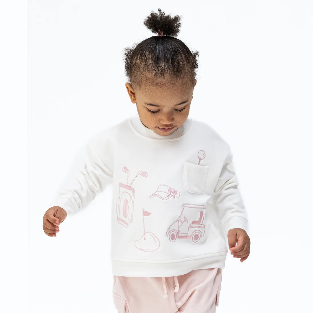 Golf Sets Drop Sleeve Sweatshirt White and Pink