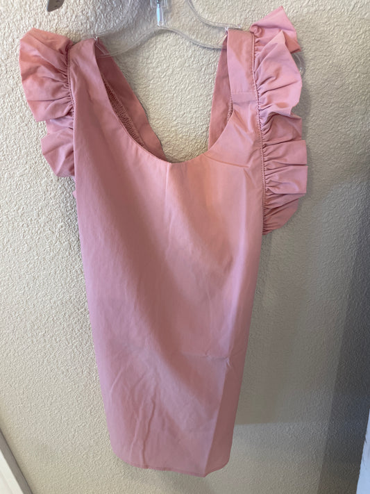 BLUSH CROSSED BACK RUFFLE TANK