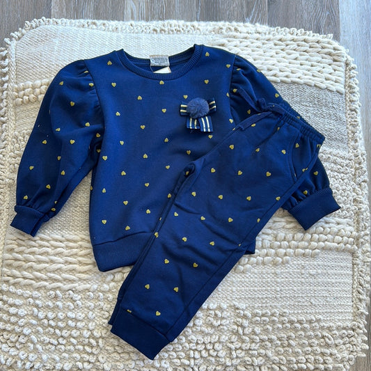 BLUE NAVY WITH GOLD HEARTS SET