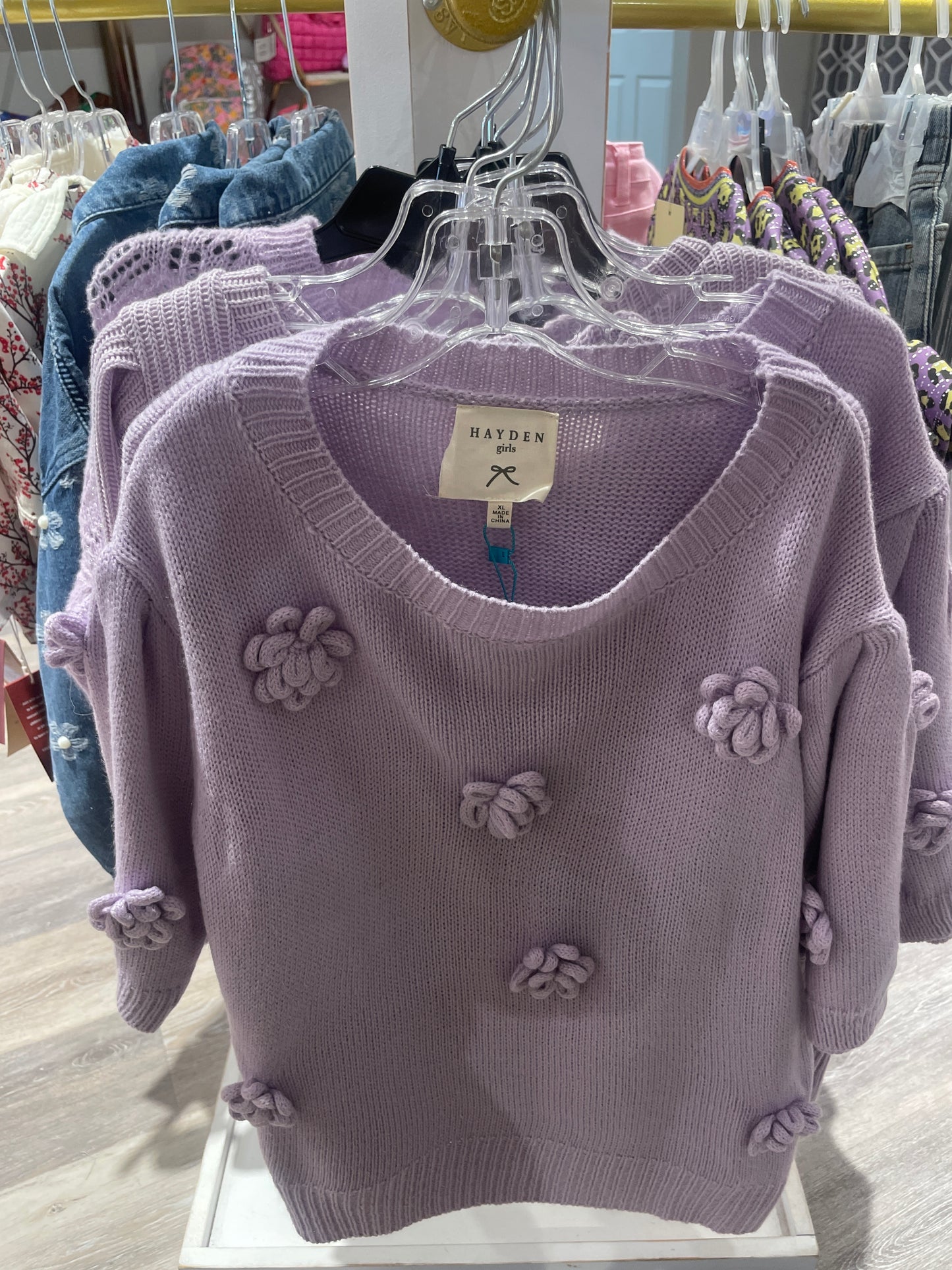 Lavender Rose Knit Sweater
