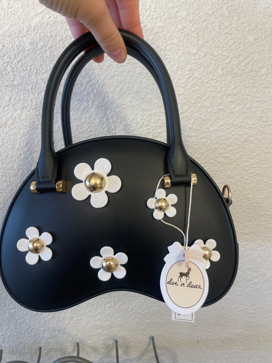 Black Floral Matte Jelly Purse