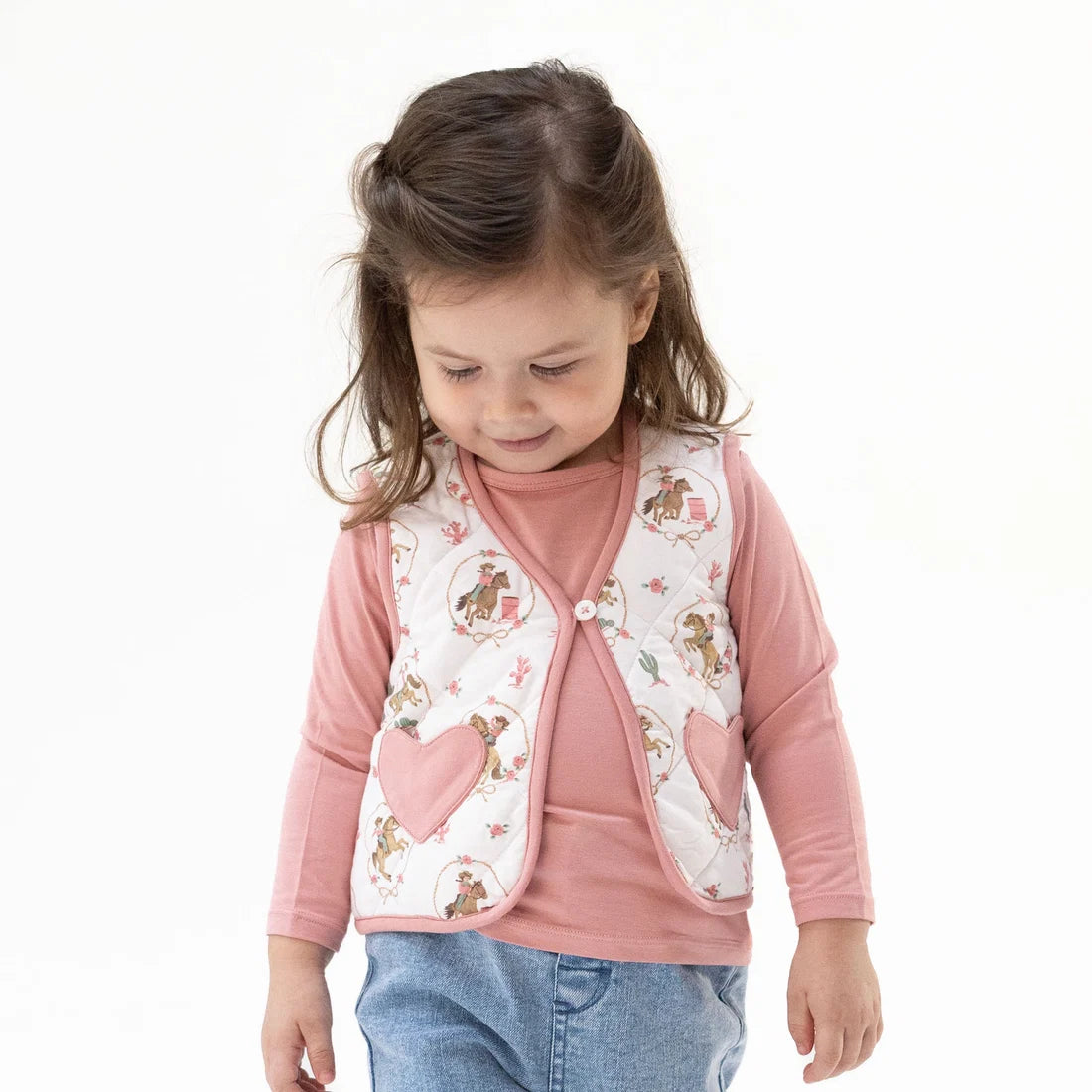Cowgirl Cameos Quilted Vest with Heart Pockets