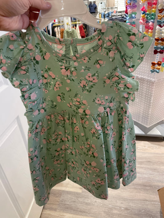 Tea Roses Butterfly Sleeve Dress
