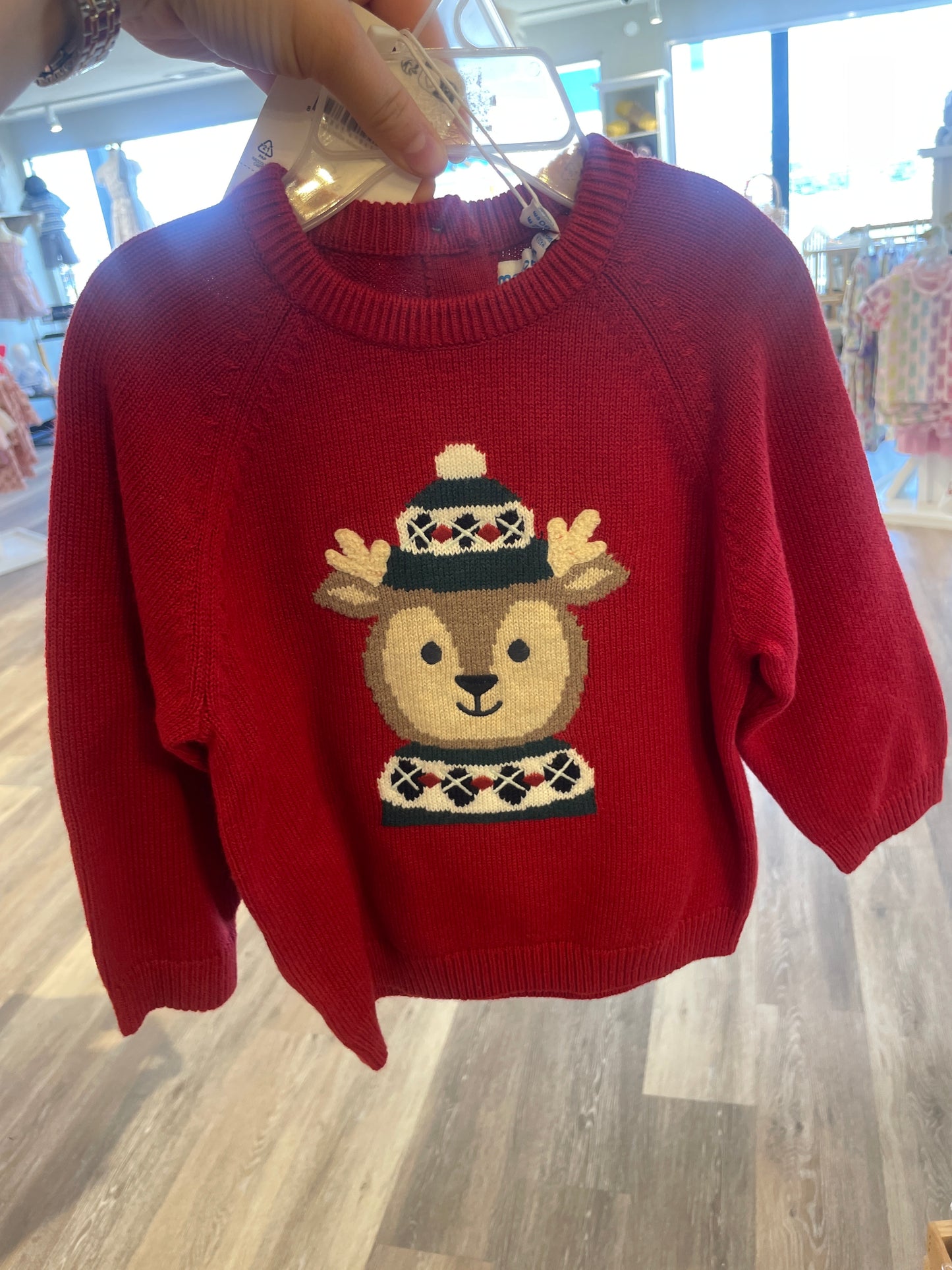 Boy's Burgundy Reindeer Sweater
